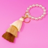 Classy Girl Pearl Tassel Key Chain, Ivory/Taup