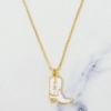 Cow Girl Boot Pendant Necklace, White