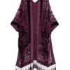Elegant Boho Burnout Kimono, Garnet