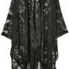 Elegant Lace Fringed Kimono, Black