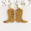 Glittered Up Cowgirl Earrings, Gold