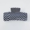 Oversized Checkered Hair Claw, Black