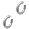 Round And Smooth Medium Hoop Earrings, Silver