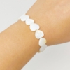 Shelly Heart Stretch Bracelet, Cream