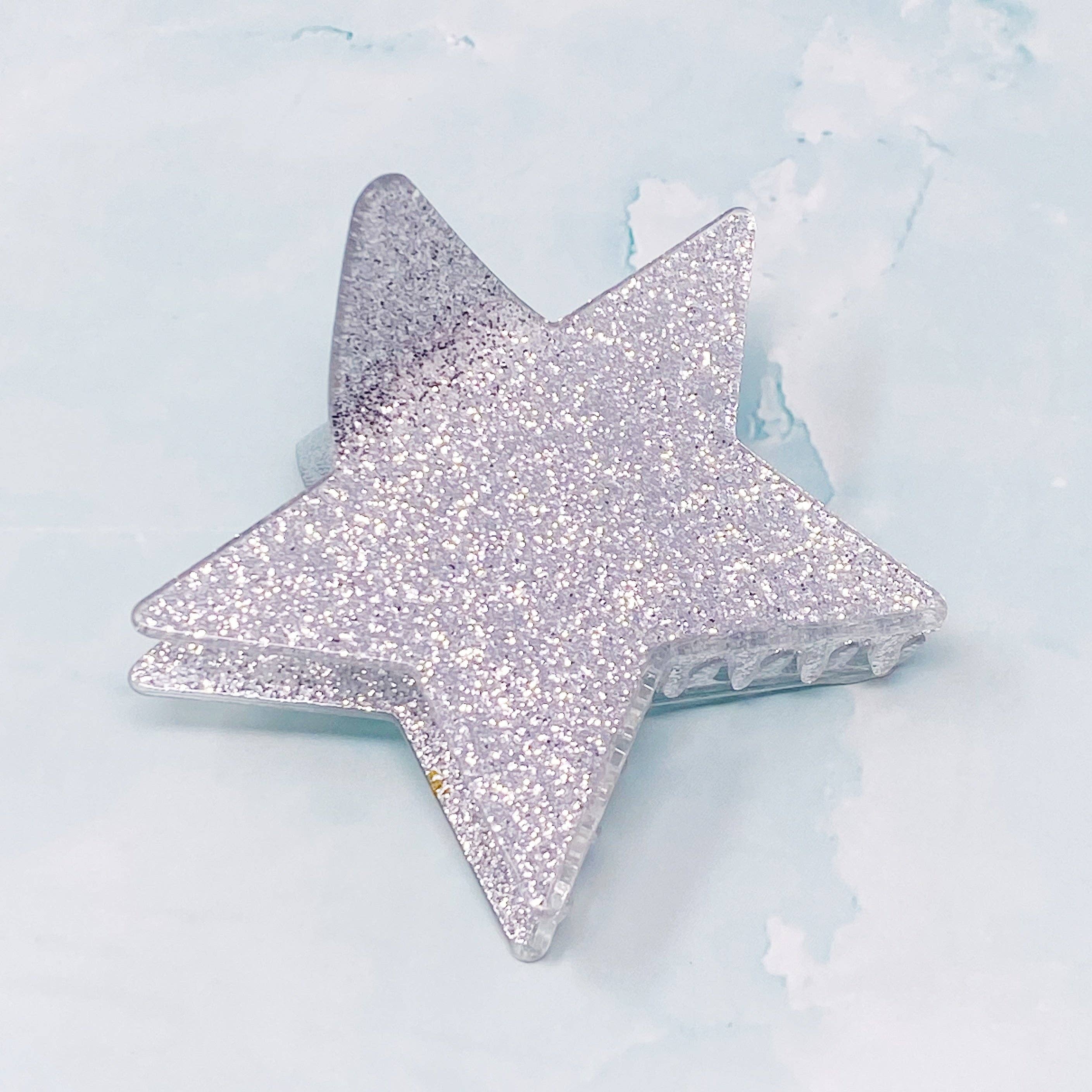 Dipped In Glitter Star Hair Claw, Silver