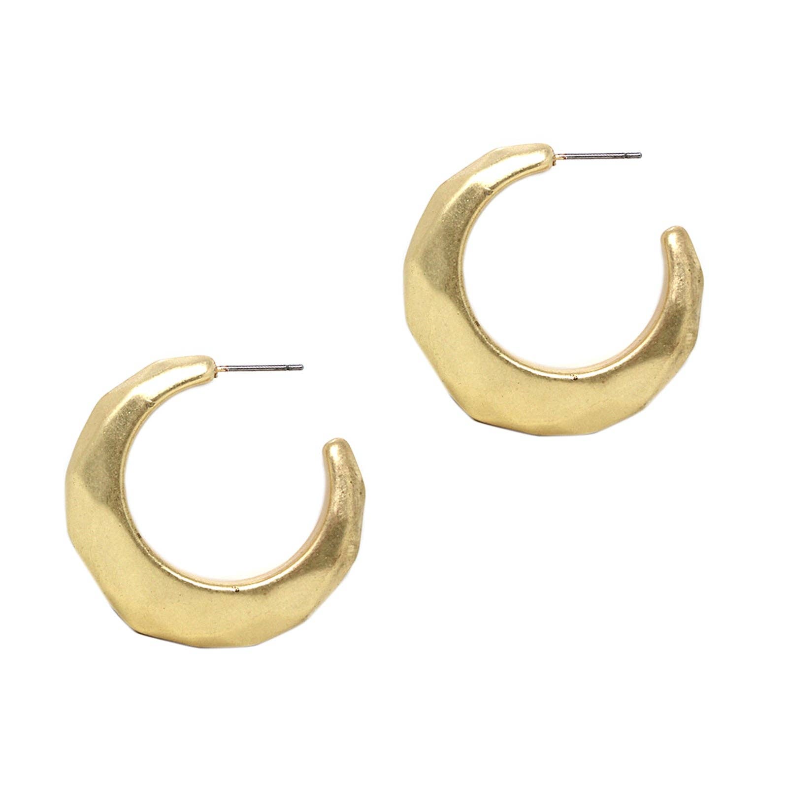 Monroe Faceted Hoop Earrings, Gold