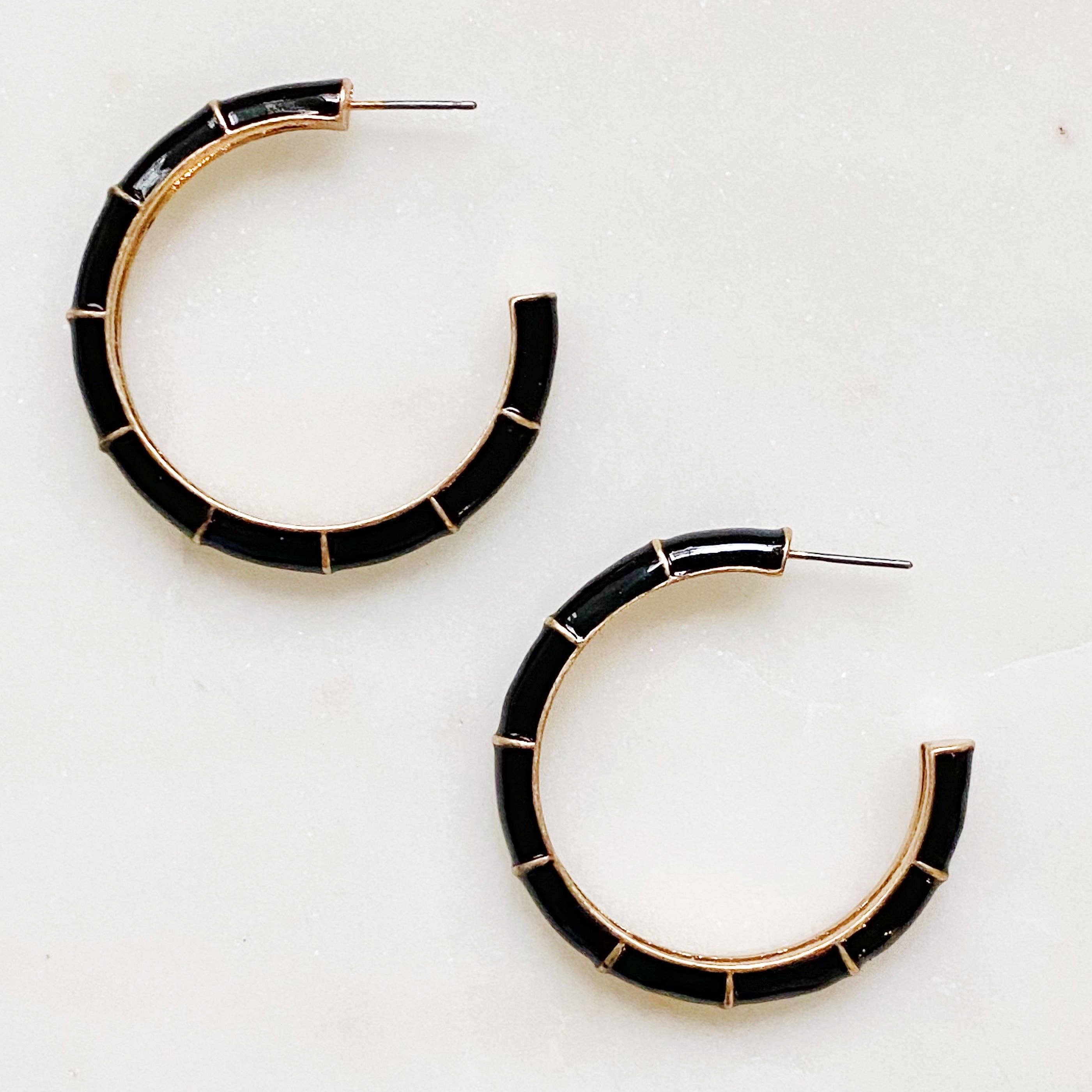 Candy Drop Colored Hoop Earrings, Black