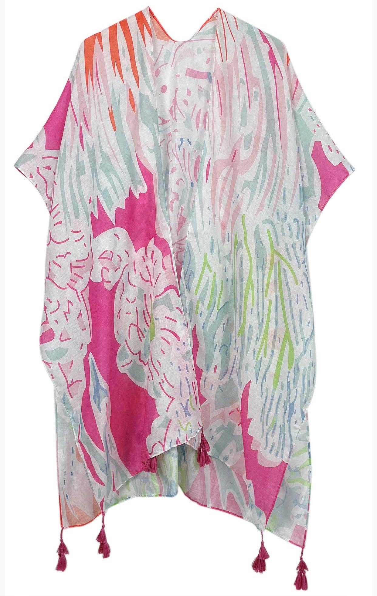 Lily Island Watercolor Kimono, Pink