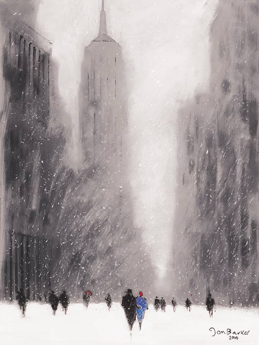 Jon Barker (Heavy Snowfall, 5th Avenue - New York) - WDC, 60 x 80cm Cityscapes