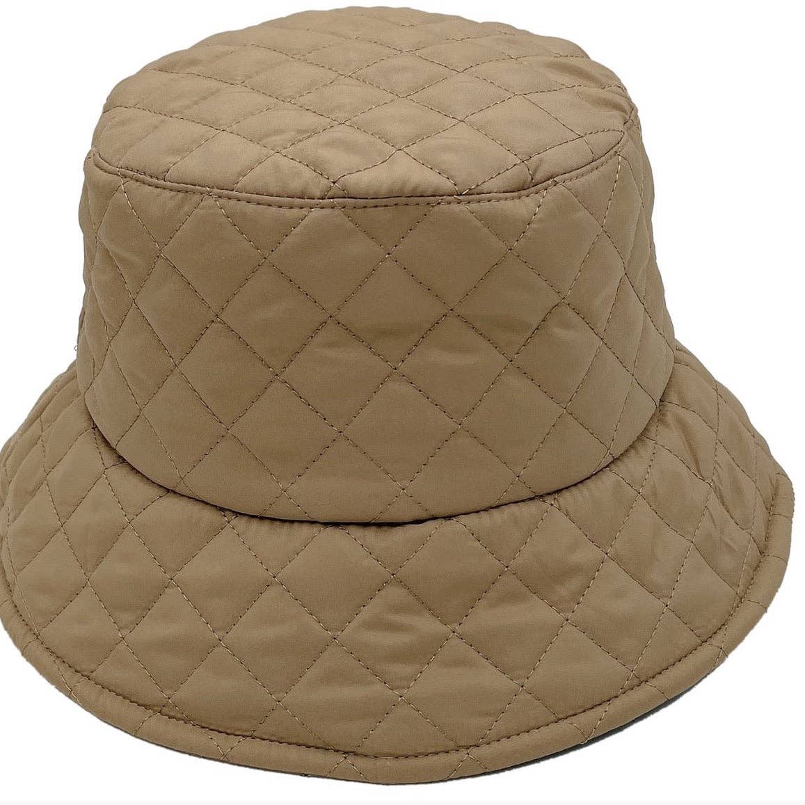 Fall In London Quilted Bucket Hat, Camel