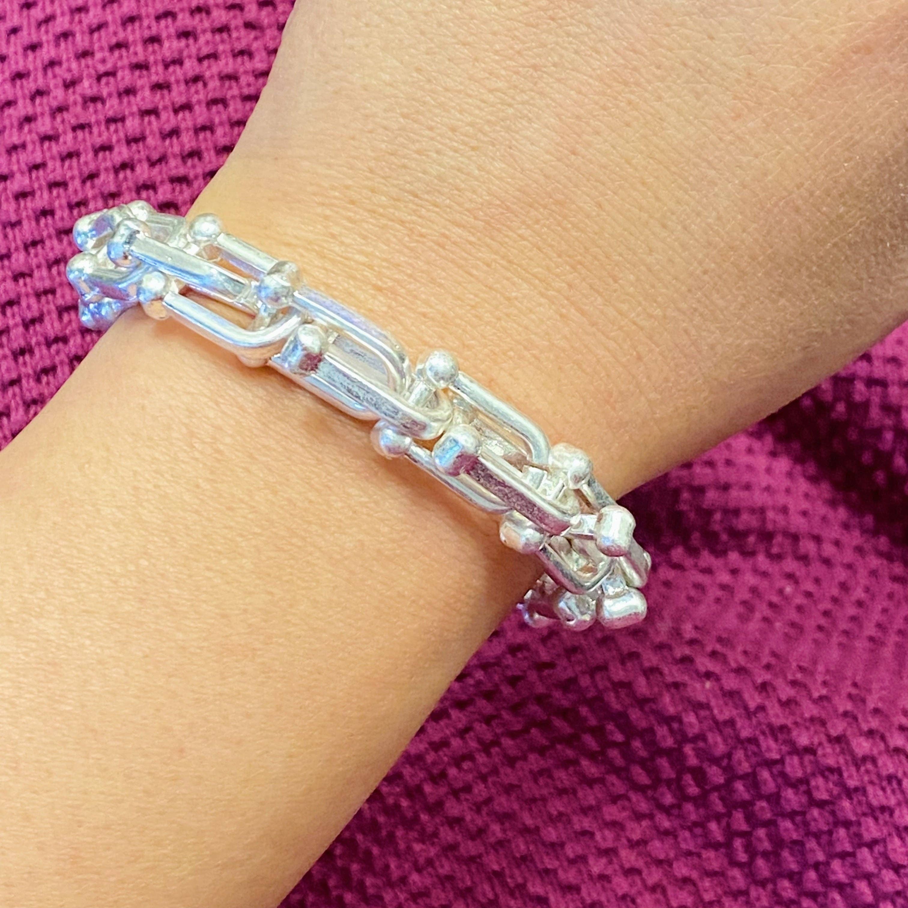 Chained Link Stretch Bracelet, Silver