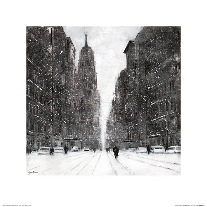 Jon Barker (Snow Flurries, 5th Avenue) - PPR45967, 40 x 40cm Cityscapes