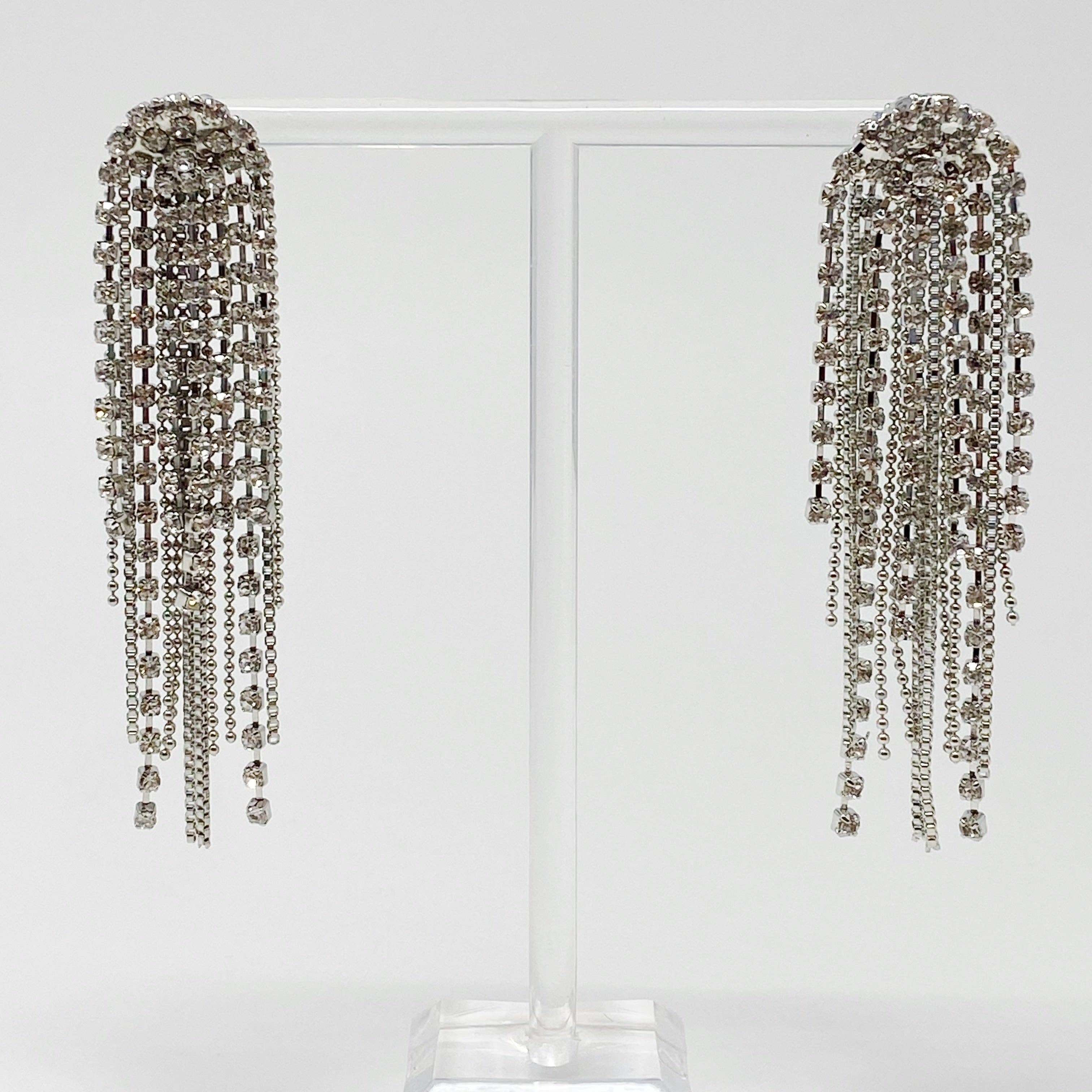Chain And Shine Fringe Earrings, Silver
