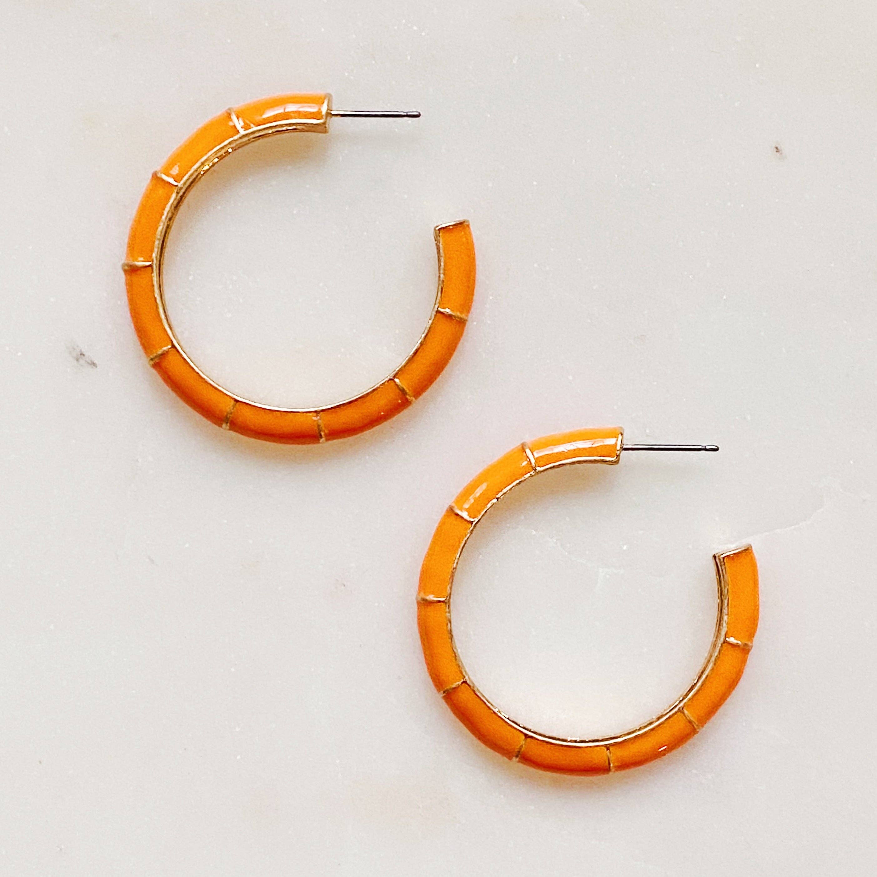 Candy Drop Colored Hoop Earrings, Orange