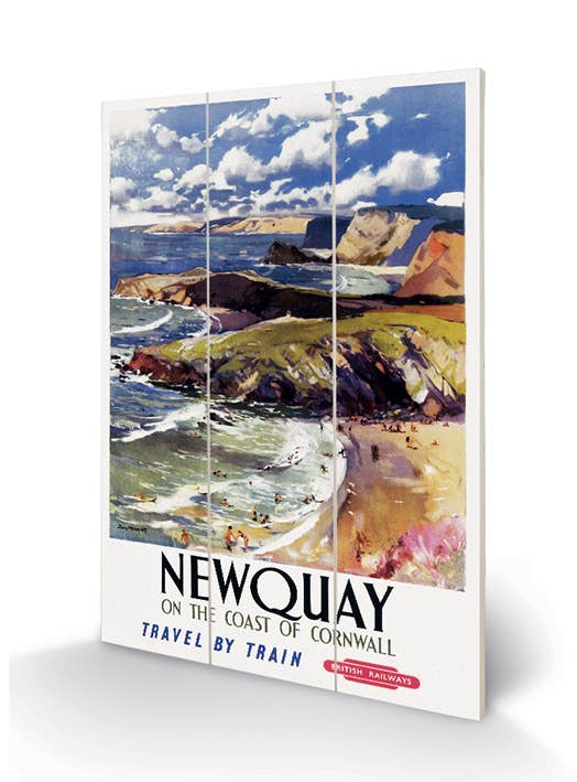 Newquay (Coast) - MW11724P, 20 x 29.5cm Wood Prints - Mini