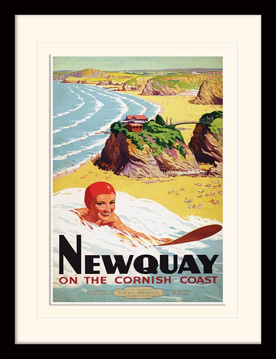 Newquay (Surf)  Memorabilia 30X40 Framed  + MOUNT, 30 x 40cm Memorabilia