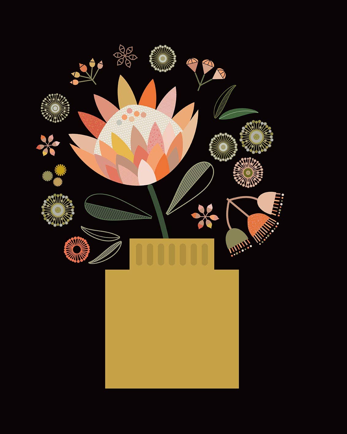 Lyndy Hants (Protea in Vase) WDC13457, 40 x 50cm, Floral