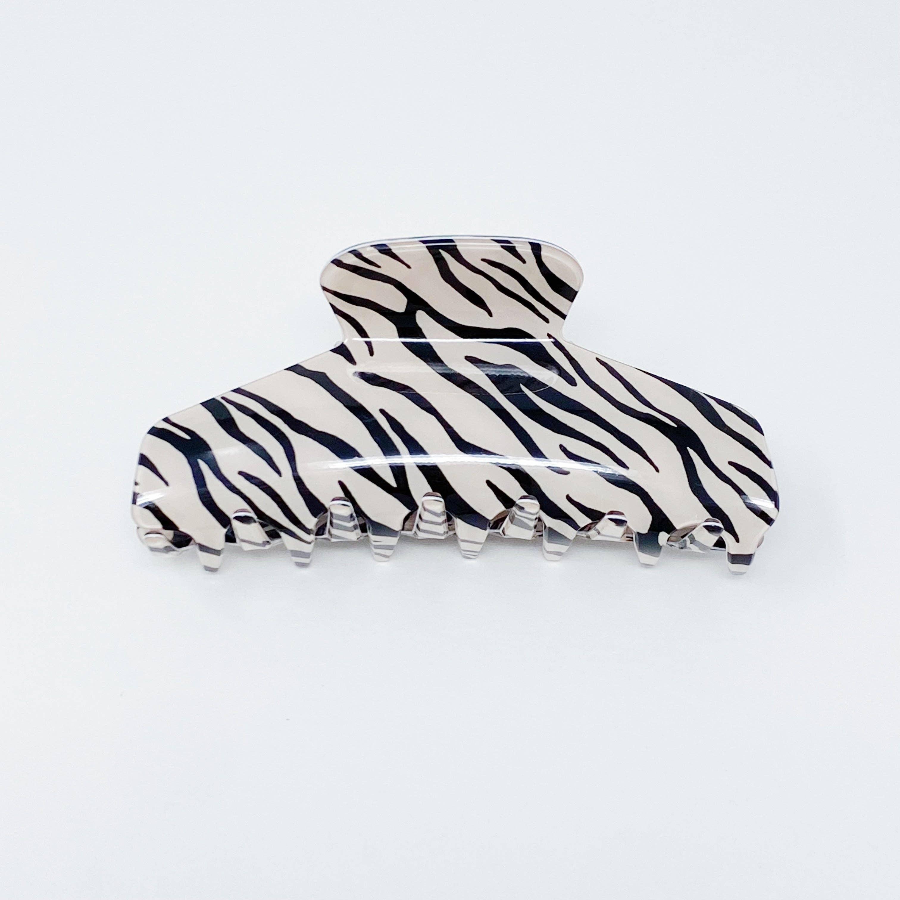 Muted Zebra Print Hair Claw, Black