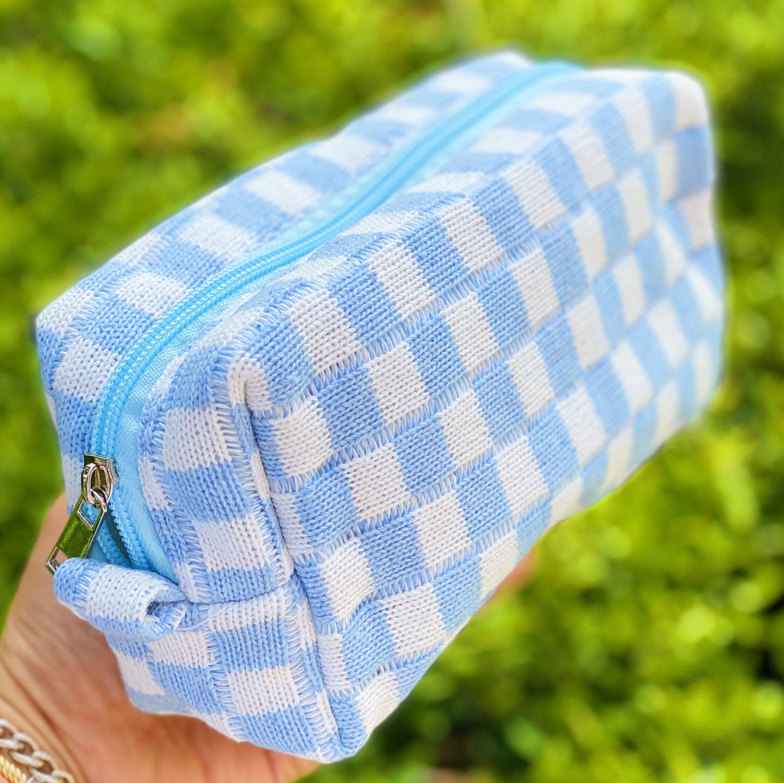 Check Yourself Cosmetic Bag, Blue
