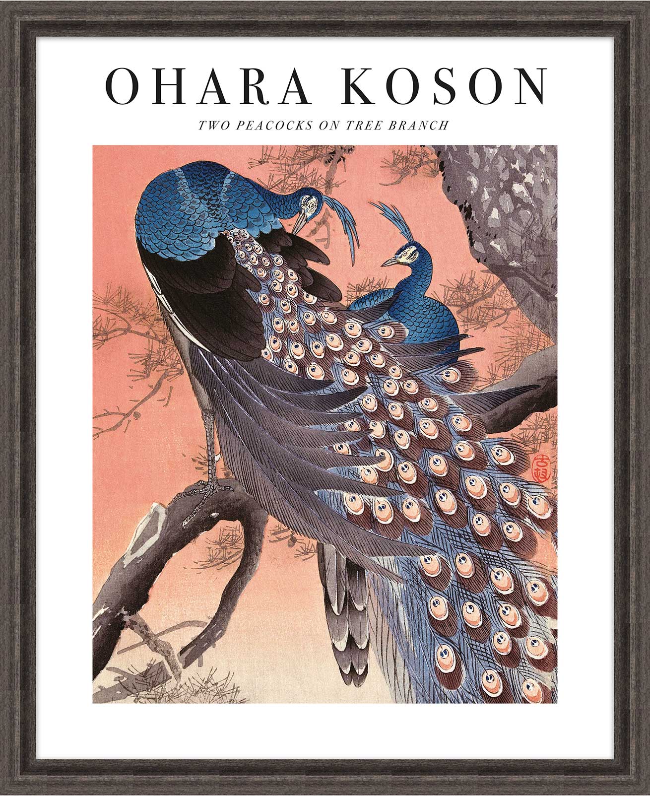 Ohara Koson (Two Peacocks on Tree Branch) PFPPR53436, 40 x 50cm Vintage