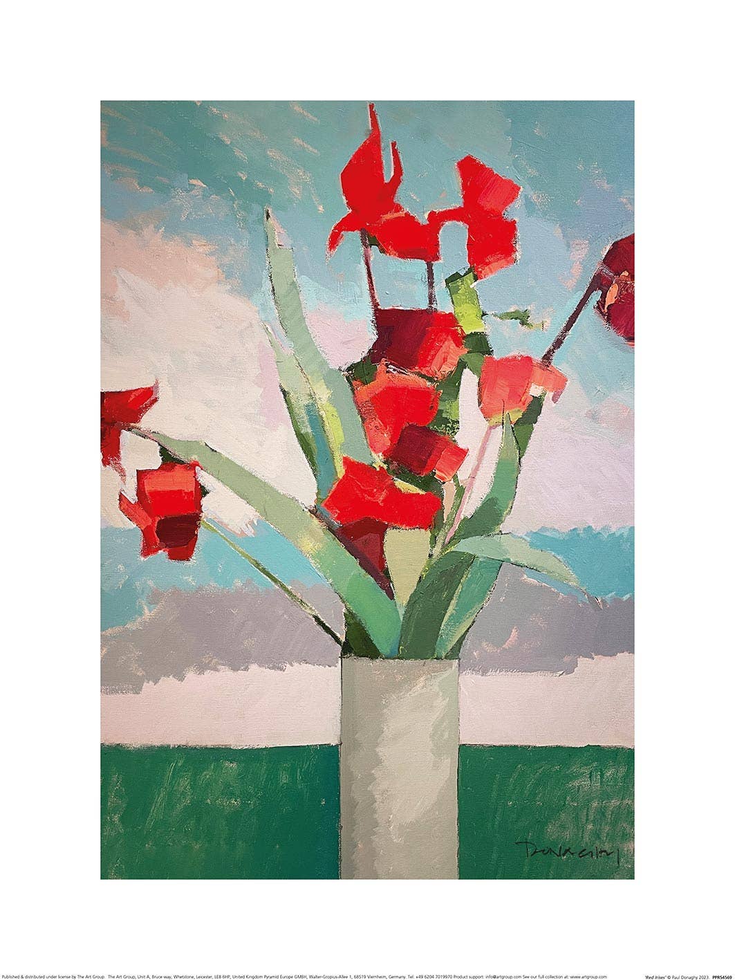 Paul Donaghy (Red Irises) PPR54569, 30 x 40cm Floral