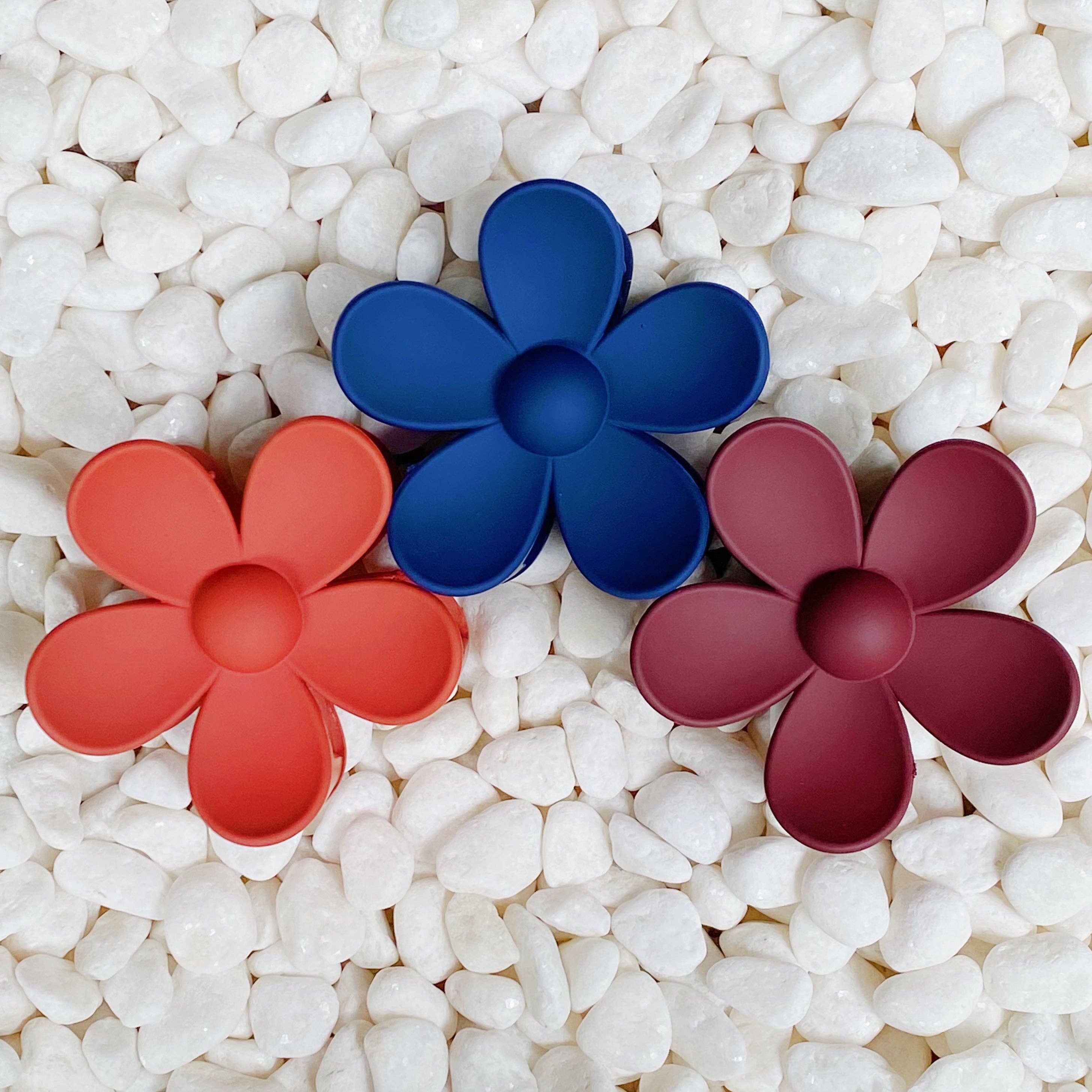 Daisy Days Hair Claw Set, Marsala Navy
