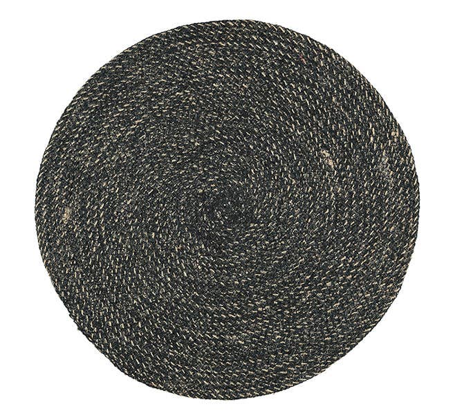 Jute Placemats 38cm D in Jet Black/Natural