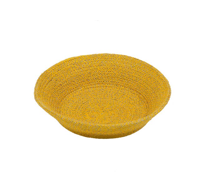 Jute Small Serving Basket in Indian Yellow/Natural, 24 cm D