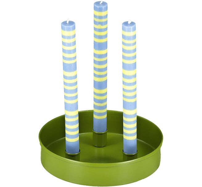 Metal Candle Platter Smal l- Olive