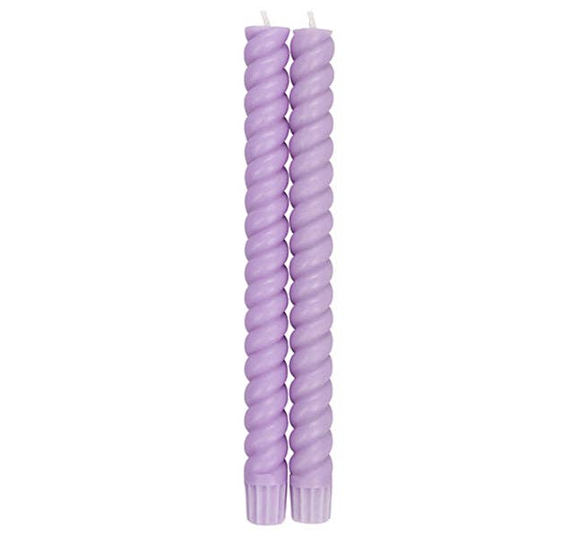 SPIRAL - Solid Verbena Mauve Eco Dinner Candles, 2 per pack