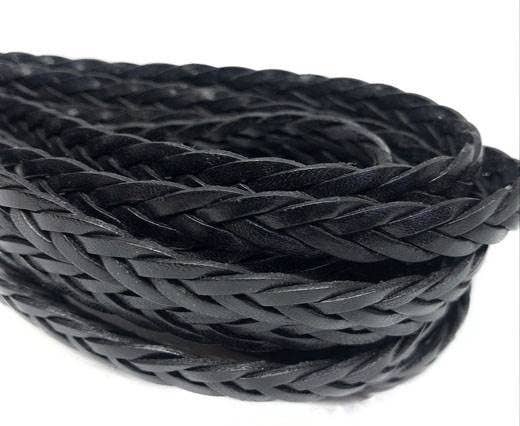 BRAIDED LEATHER FLAT - SINGLE- 9MM - BLACK