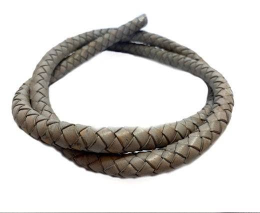 ROUND BRAIDED LEATHER CORD - 12MM - SE_PB LIGHT GREY