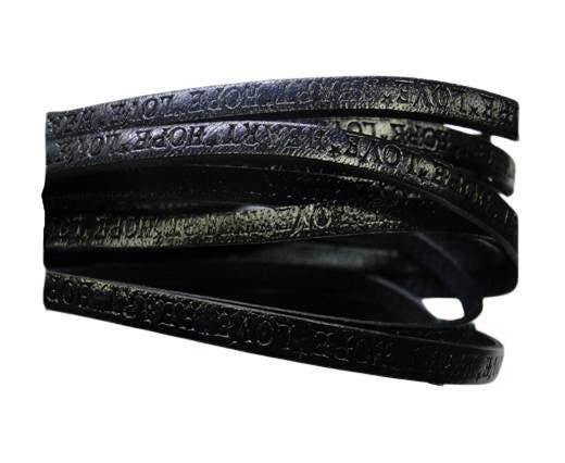 REAL FLAT LEATHER-5MM-HOPE LOVE HEART STYLE-DARK BROWN-NATUR