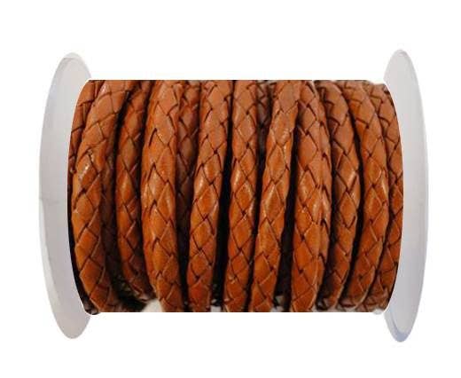 ROUND BRAIDED LEATHER CORD - 3MM - SE/B/ORANGE
