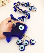Large Evil Eye Lucky Fish Wall Hanging With 41 Beads