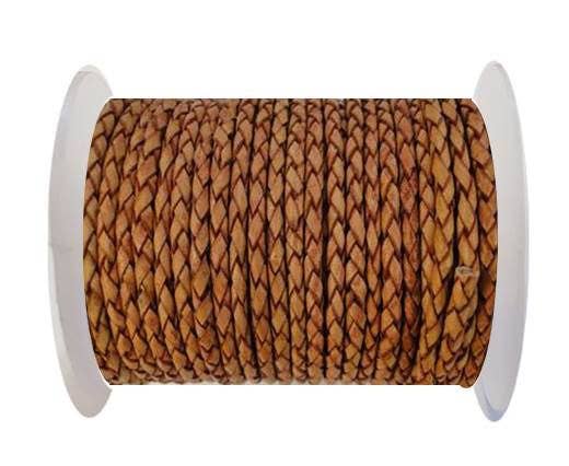 ROUND BRAIDED LEATHER CORD 3 MM SE/B/14-BORDEAUX