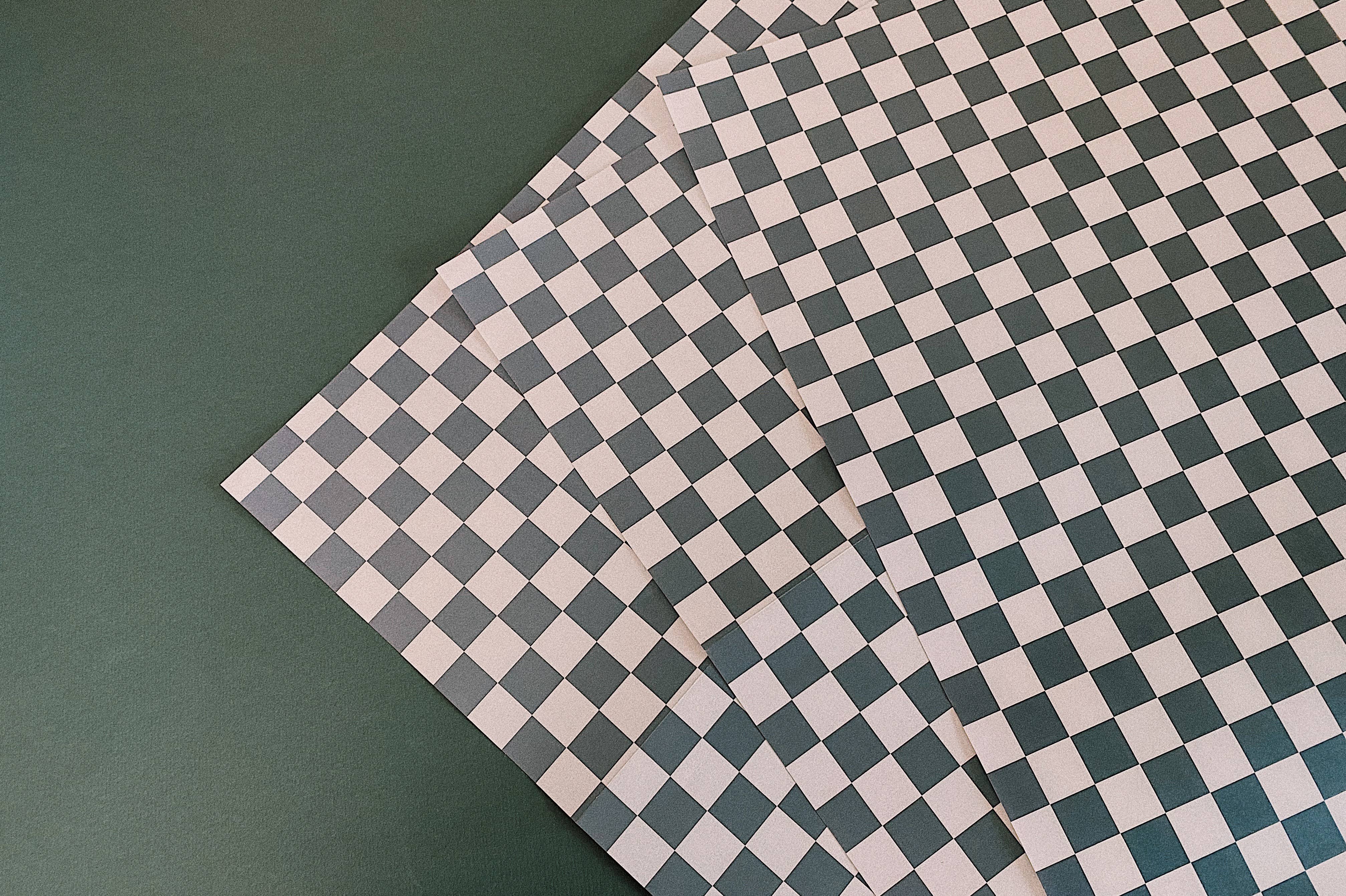 Green Christmas Checkerboard Wrapping Paper Sheets