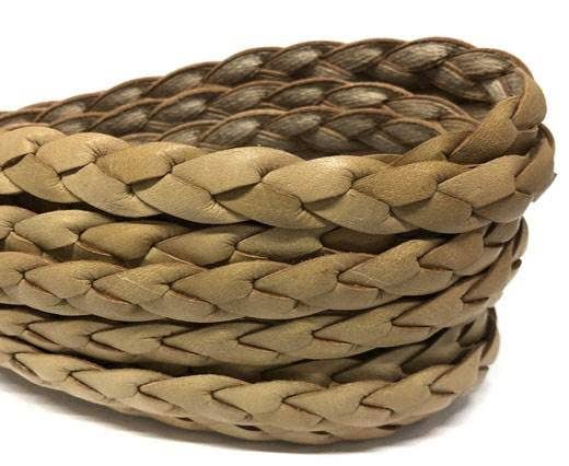 BRAIDED LEATHER FLAT - SINGLE- 12MM - BEIGE