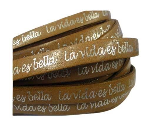 REAL FLAT LEATHER-10MM-LA VIDA ES BELLA -NATURAL 2 WITH SILV