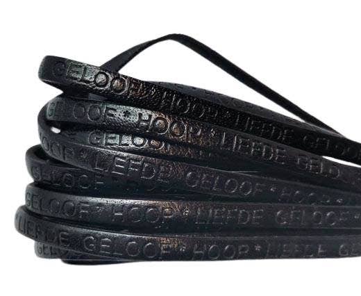 REAL FLAT LEATHER-5MM-GELOOF HOOP LIEFDE - BLACK