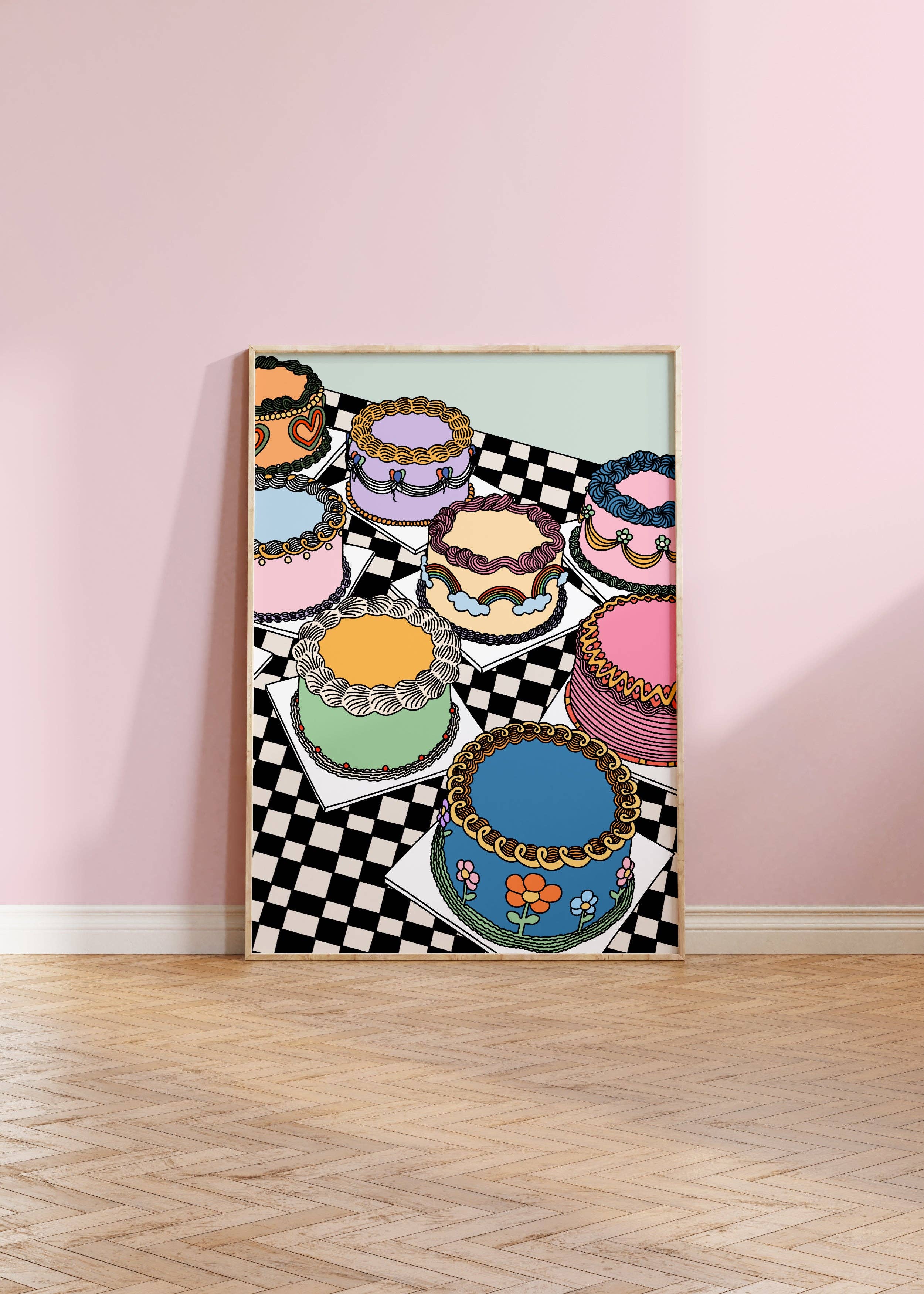 Table of Cakes Illustrated Print