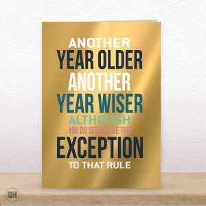 Funny Gold Foil Another Year Older Wiser Greetings Card