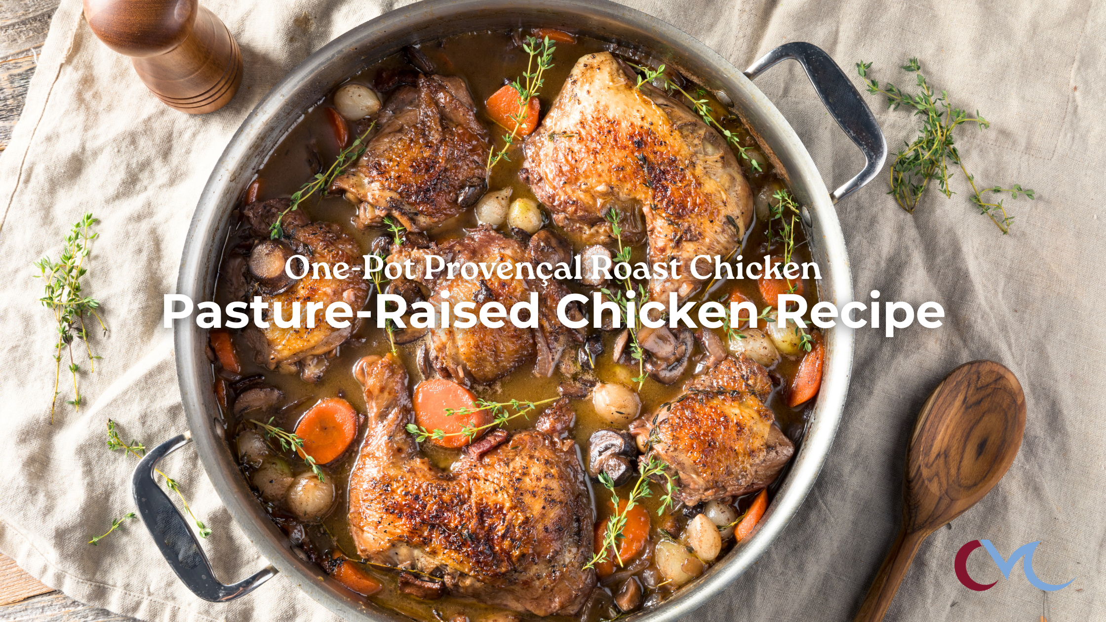 One pot french-inspired chicken roasting in pan