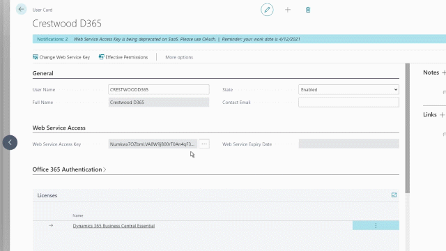 Define Web Service Key