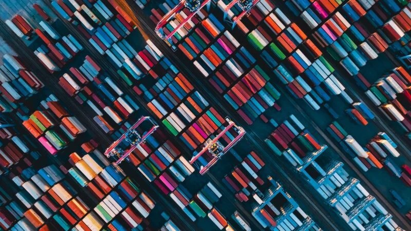 Aerial view of a container terminal