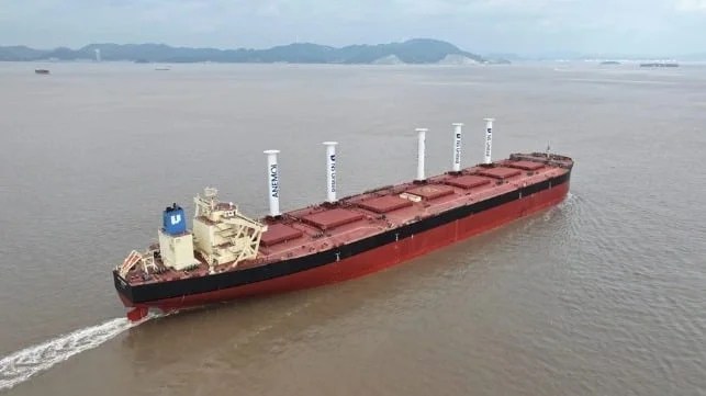 Wind-Assisted Propulsion: Five Rotor Sails Installed on Valemax Bulker