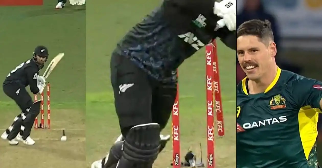 WATCH: Ben Dwarshuis cleans up Devon Conway with a beauty in NZ vs AUS 1st T20I WATCH: Ben Dwarshuis cleans up Devon Conway with a beauty in NZ vs AUS 1st T20I