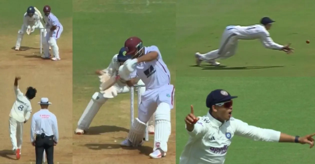 IND vs WI [WATCH]: Yashasvi Jaiswal takes a stunning low catch to dismiss Shai Hope on Day 3 of the first Test