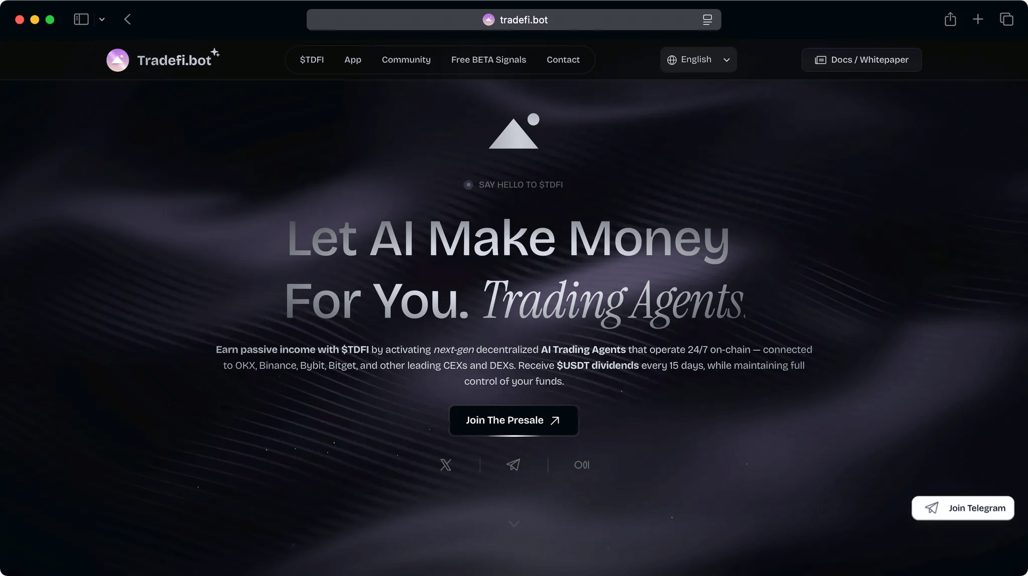 Tradefi.bot augmente 20 millions de dollars pour déployer des agents commerciaux AI dans la blockchain et redéfinir le revenu passif en Defi Tradefi.bot augmente 20 millions de dollars pour déployer des agents commerciaux AI dans la blockchain et redéfinir le revenu passif en Defi