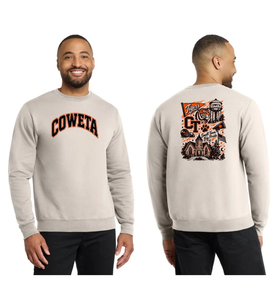 Heritage Coweta crewneck in Natural, front and back